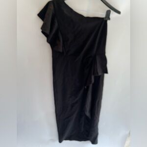 Zindleec Women's Off The Shoulder Sleeveless Evening Ruffle Dress Black Sz. XL